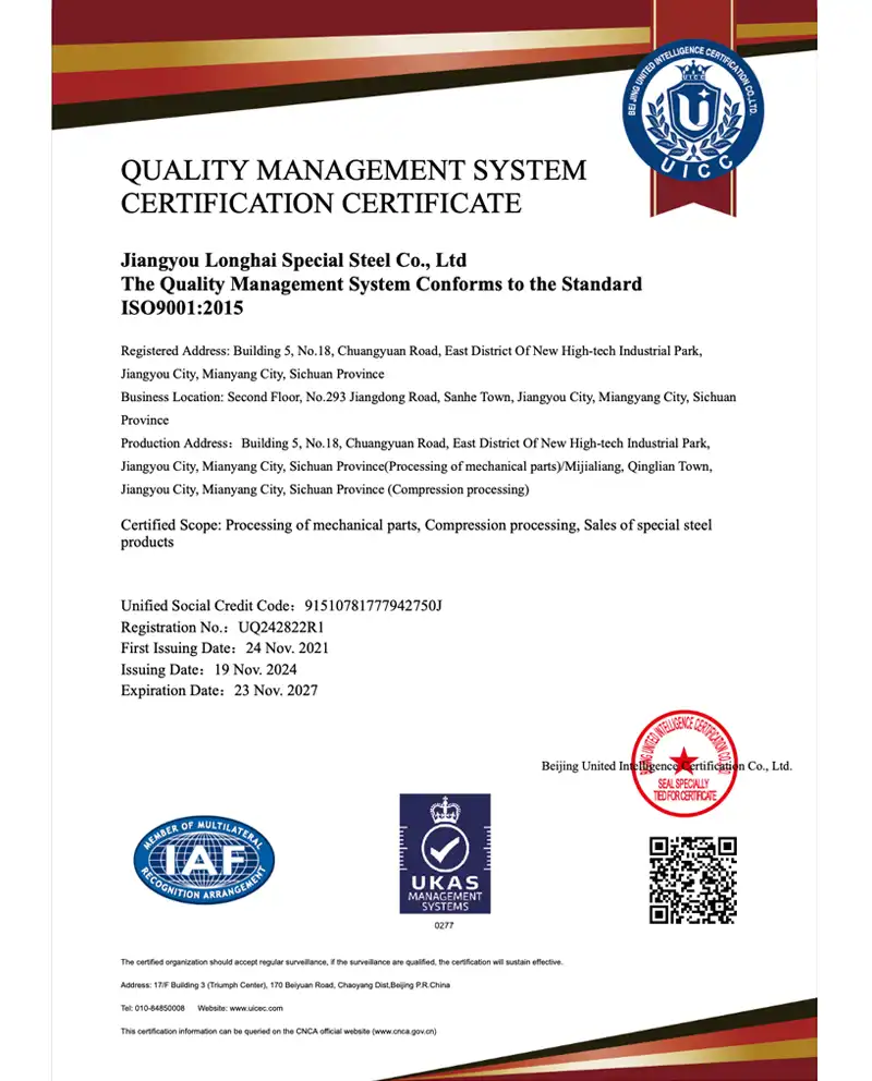 ISO 9001:2015 Certificate